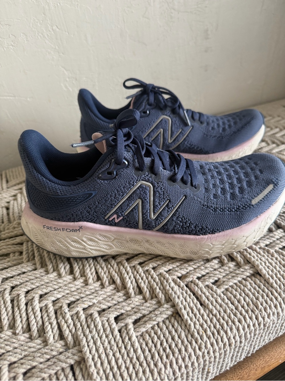 New Balance Navy and Pink Fresh Foam Running Sneakers